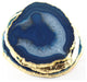 Teal Blue Agate Coasters (Set of 4), Gold