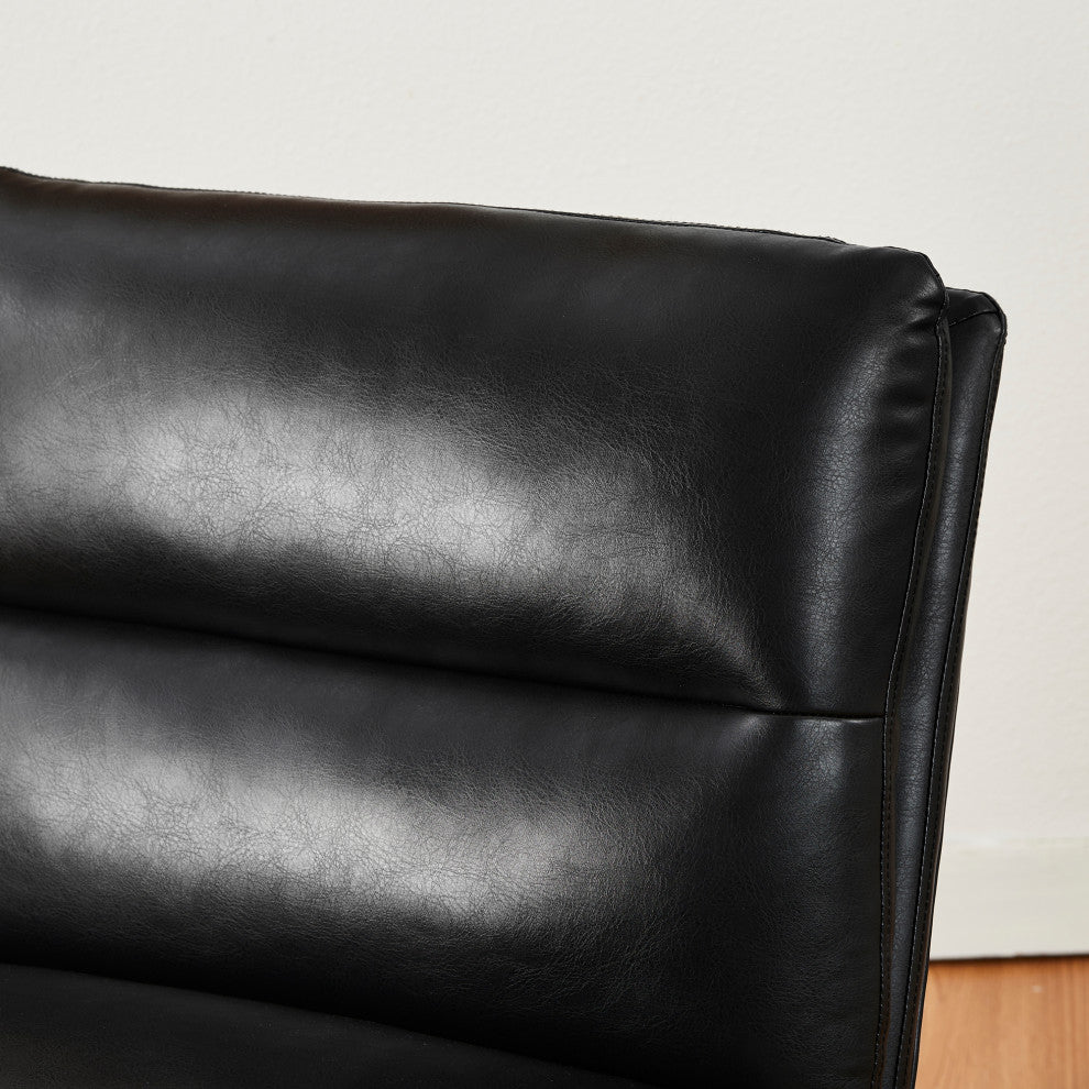 Set of 2 Modern Thick Leatherette Accent Chair, Black