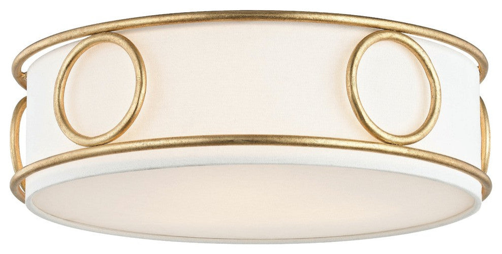 Jade 3-Light Flush Mount, Gold Leaf Finish