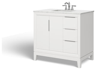 The Ezra Bathroom Vanity, Pure White, 36", Single Sink, Freestanding