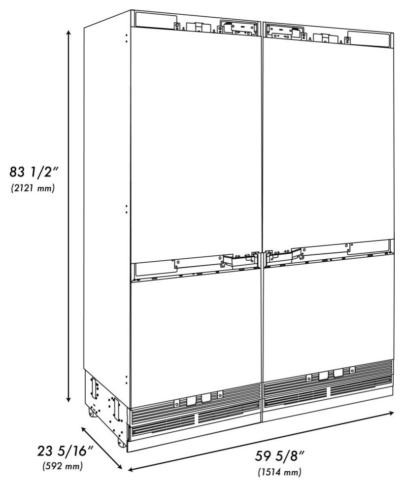 ZLINE 48" Built-in Refrigerator With a Champagne Bronze Handle, RBIVZ-60-CB