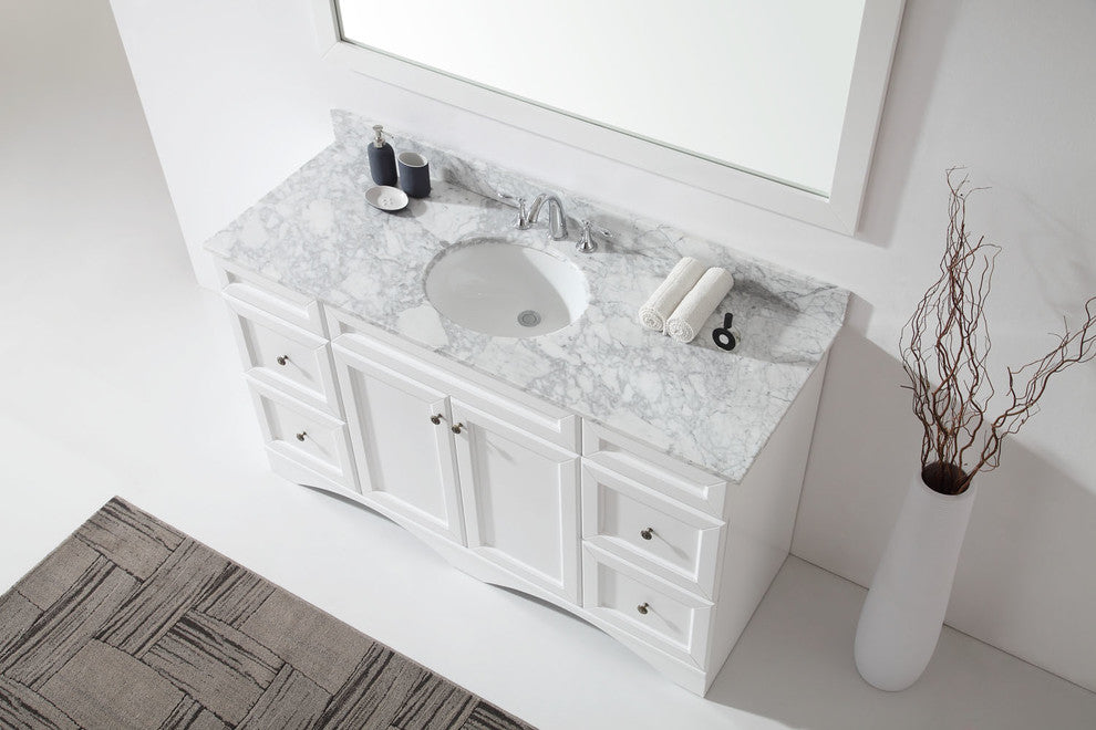 Talisa 60" Single Sink White  Vanity White with Brushed Nickel Faucet and Mirr