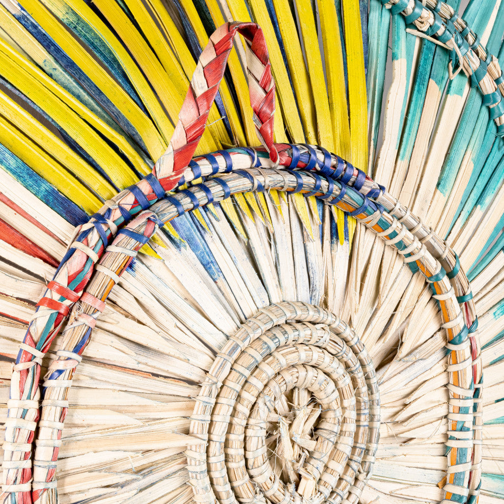 3D Sun Plate Palm Wall Sculpture, Artisan Crafted, Malawi, Multicolor, 20"