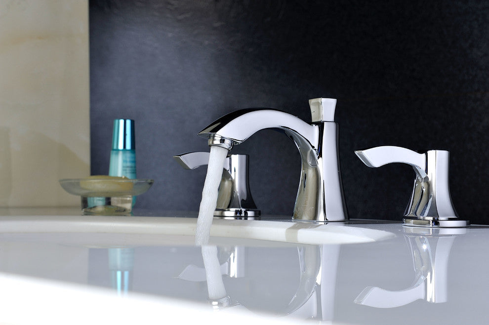 Sonata Series 8" Widespread 2 Handle Mid-Arc Bathroom Faucet, Polished Chrome