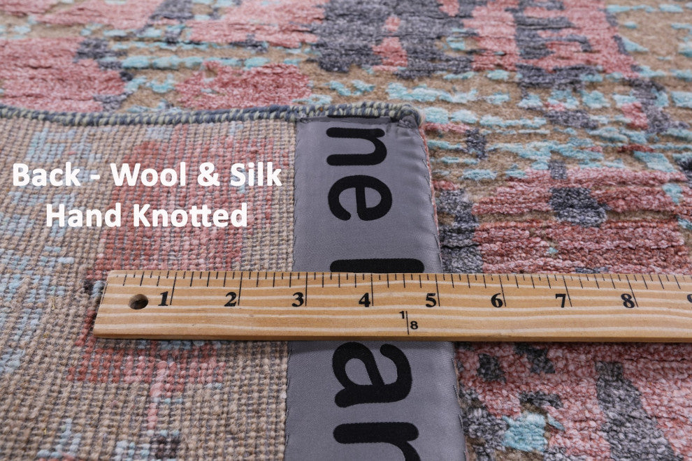 Wool and Silk Abstract Hand Knotted Rug 5' 10" X 9' 1" Q11808