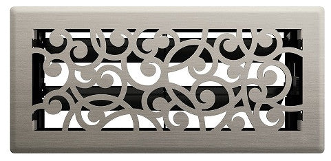Wonderland Floor Register, Brushed Nickel, 4x10
