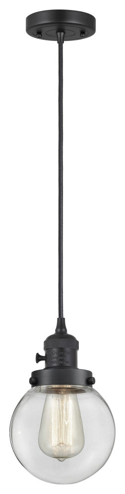 Innovations 201CSW-BK-G202-6-LED Beacon 1 Light Pendant, Switch, Matte Black