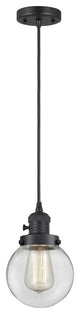 Innovations 201CSW-BK-G202-6-LED Beacon 1 Light Pendant, Switch, Matte Black