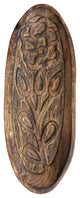 Boho Decorative Wood Tray with Carved Floral Design, Natural