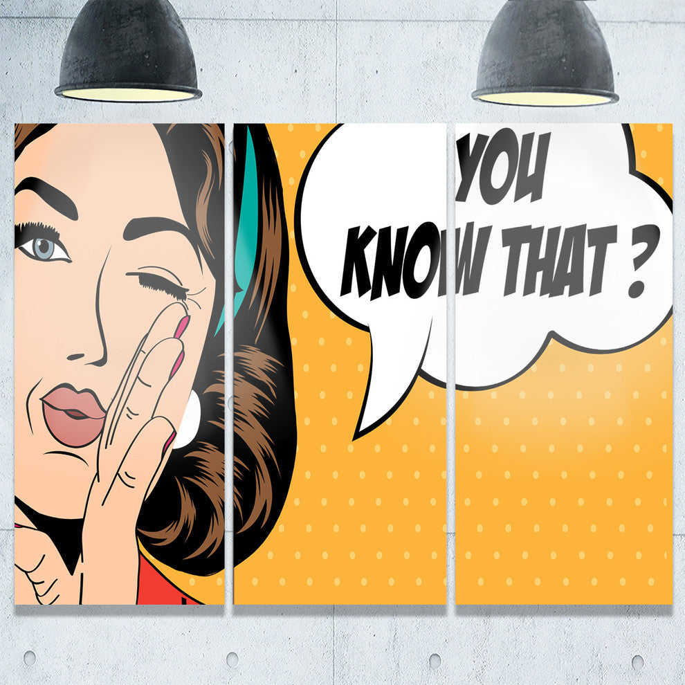 "Retro Woman in Comic Style" Digital Metal Wall Art, 3 Panels, 36"x28"