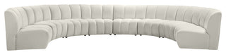 Infinity Channel Tufted Velvet Modular Chair, Cream, 8 Piece
