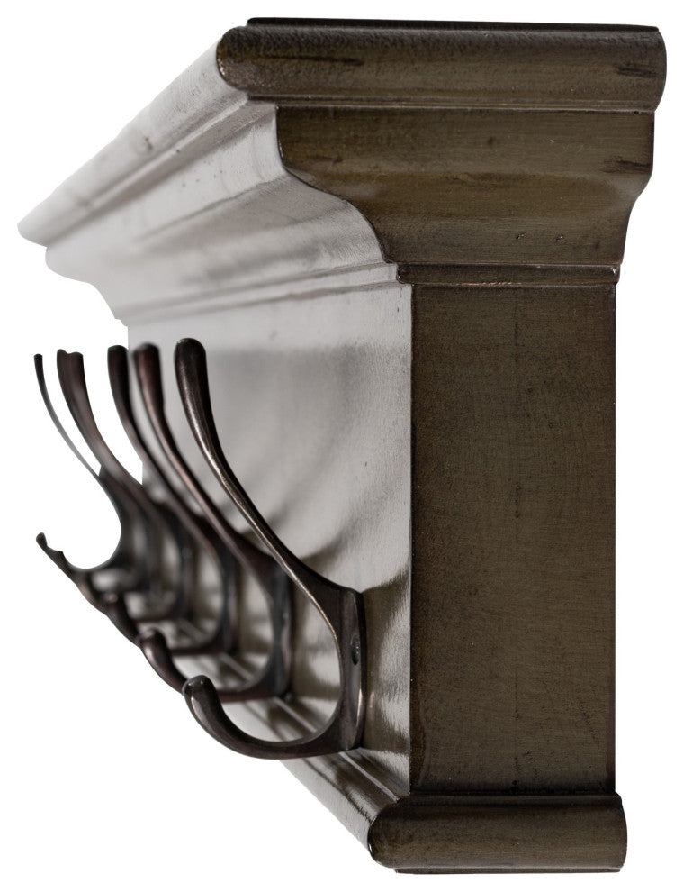 Rustic Antiqued Green Six Hook Hanging Coat Rack