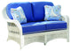 Regatta Love Seat in White, Callista-Stripe-Delft Fabric