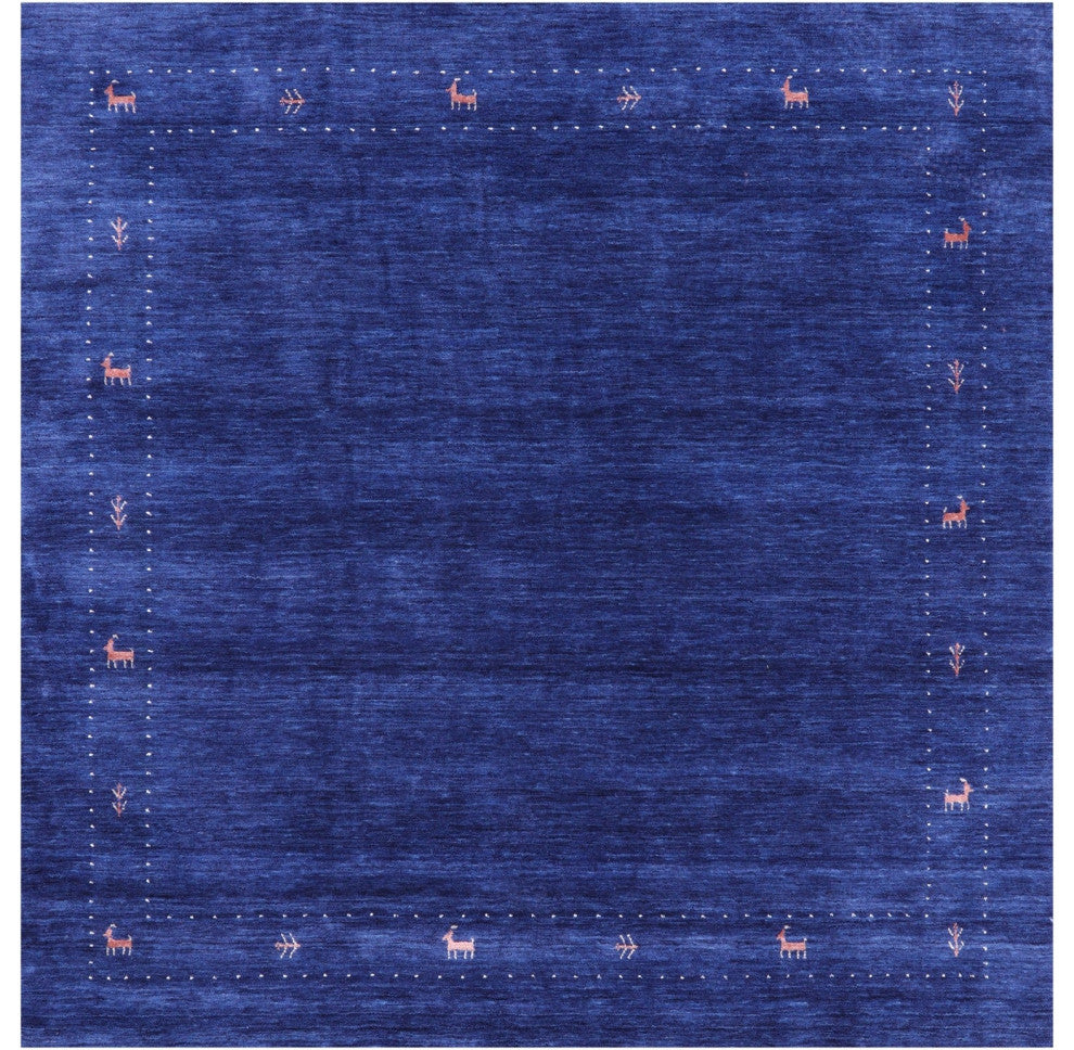 6' Square Persian Gabbeh Hand Knotted Wool Rug - Q15034