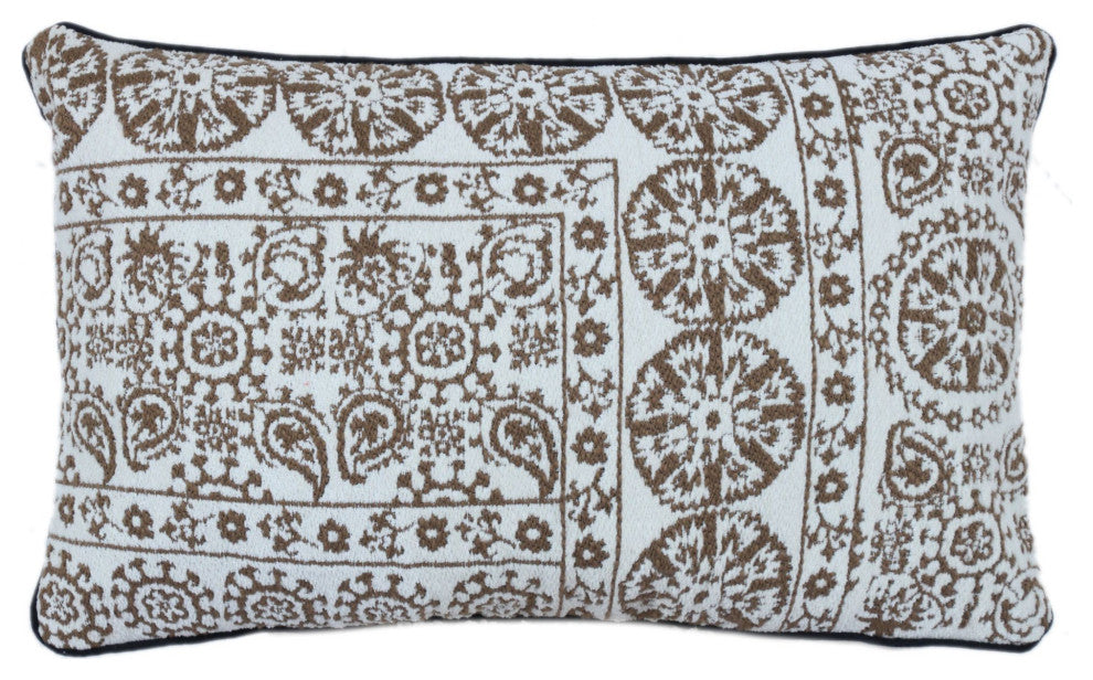 Brown Machine Woven Euterpe Throw Pillow, 16" x 26"