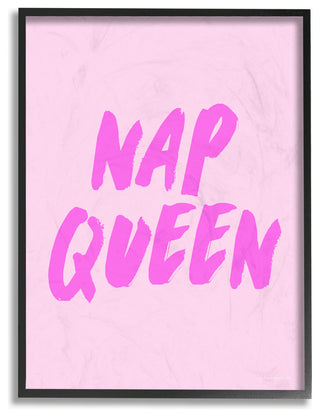 Nap Queen Pink Typography Framed Giclee Texturized Art, 16x20