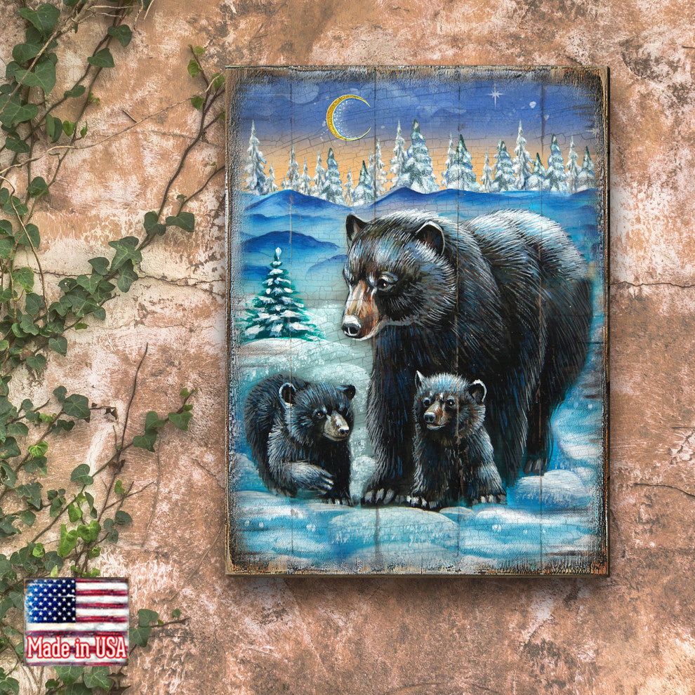 Black Bears Wooden Block, 36"x24"