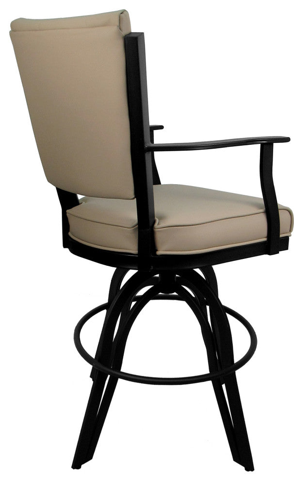 Leather Swivel Tilt Metal Bar Stool - Montana on A-Base, Tan Leather on Black, 26"