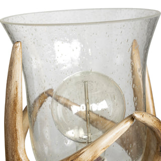 17.5"H Brown Resin Table Lamps With Clear Cylinder Shade