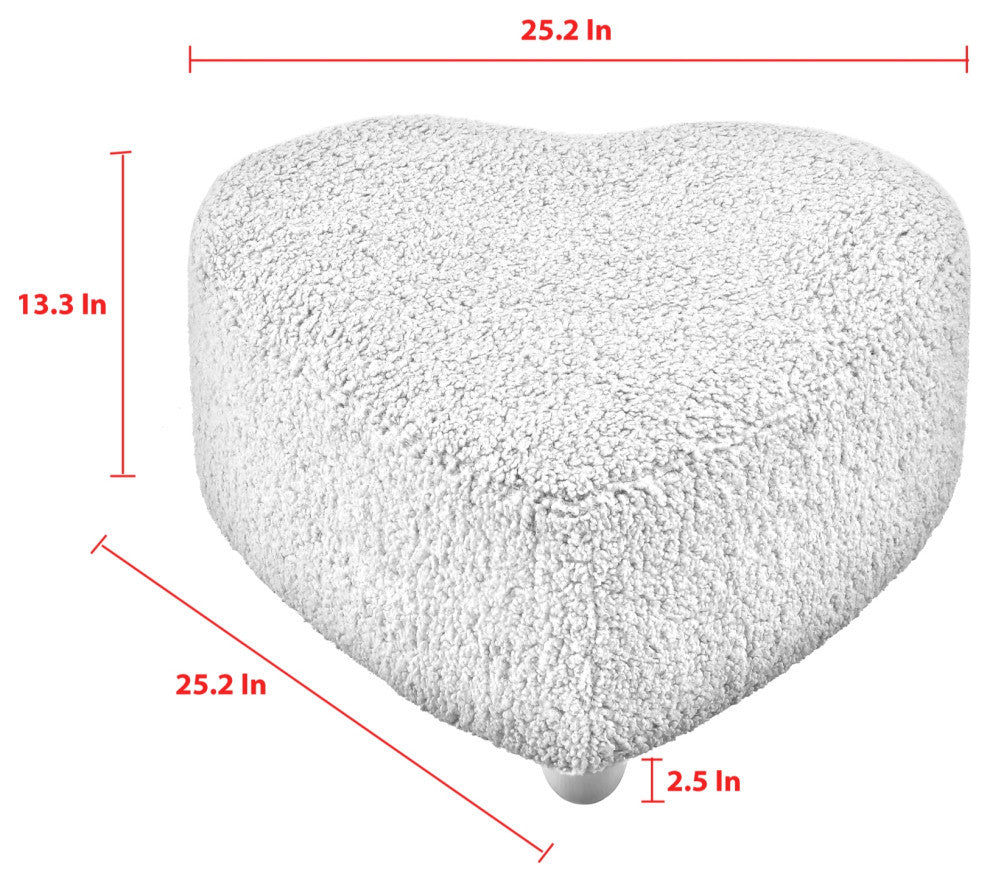 Rustic Manor Elouise Ottoman, Upholstered, Sherpa, Red