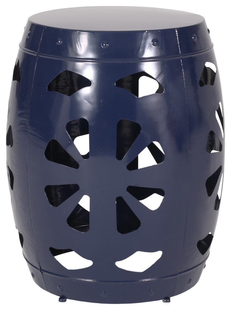 Carey Outdoor Metal Side Tables, 2-Piece Set, Navy Blue