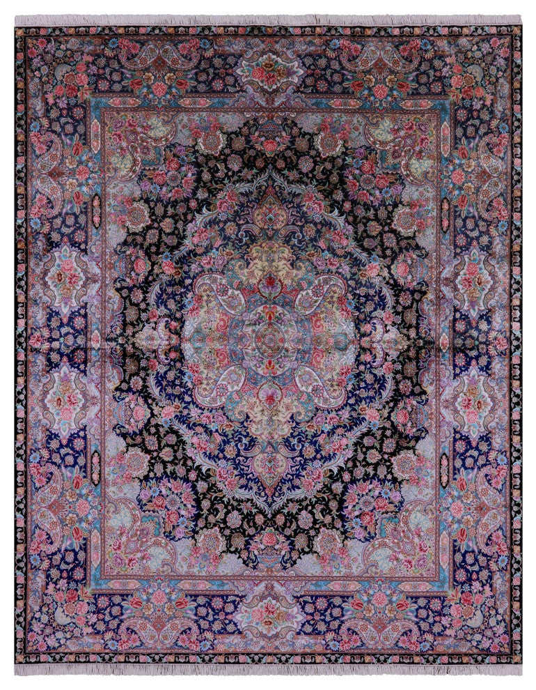 8' 0" X 10' 0'' Hand Knotted High End Persian 100% Silk Rug Q4779