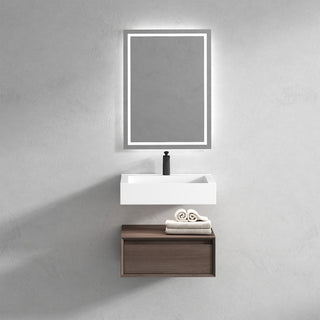 Alysa 24" Floating Bath Vanity, Acrylic Sink/Single Faucet Hole, Red Oak