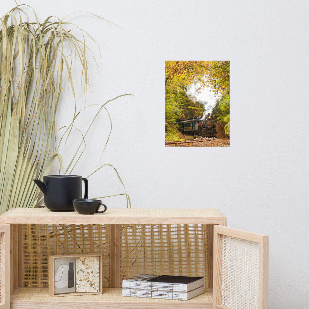 Wall Art Print Steam Train with Autumn Foliage Landscape Photo Unframed, 12" X 16"