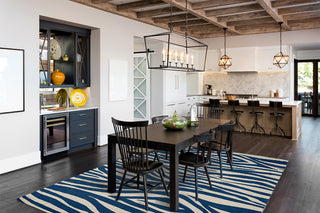 Wood Stripe  Design Chenille Area Rug, Blue, 8'x10'