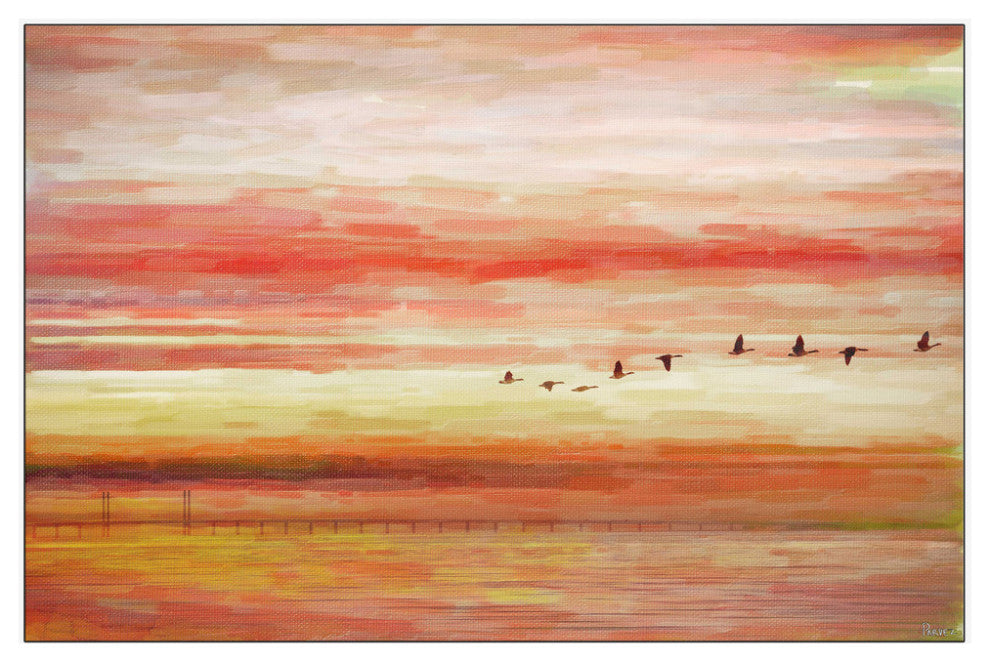 "Flying South" Floater Framed Painting Print on Canvas, 36"x24"