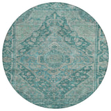 Machine Washable Indoor/Outdoor Chantille ACN1761 Teal 8' x 8' Round Rug