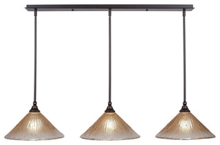 Stem 3-Light Pendalier with Hang Straight Swivel, Dark Granite/Amber Crystal