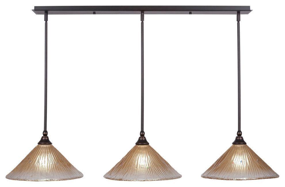 Stem 3-Light Pendalier with Hang Straight Swivel, Dark Granite/Amber Crystal