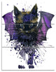 Black Cat with Blue Wings, Animal Canvas Wall Art, 28x36, 3 Panels