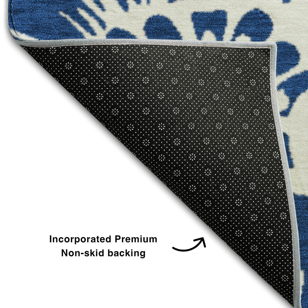 Premium Machine Washable Mayfield AMF551 Navy 3' x 5' Rug