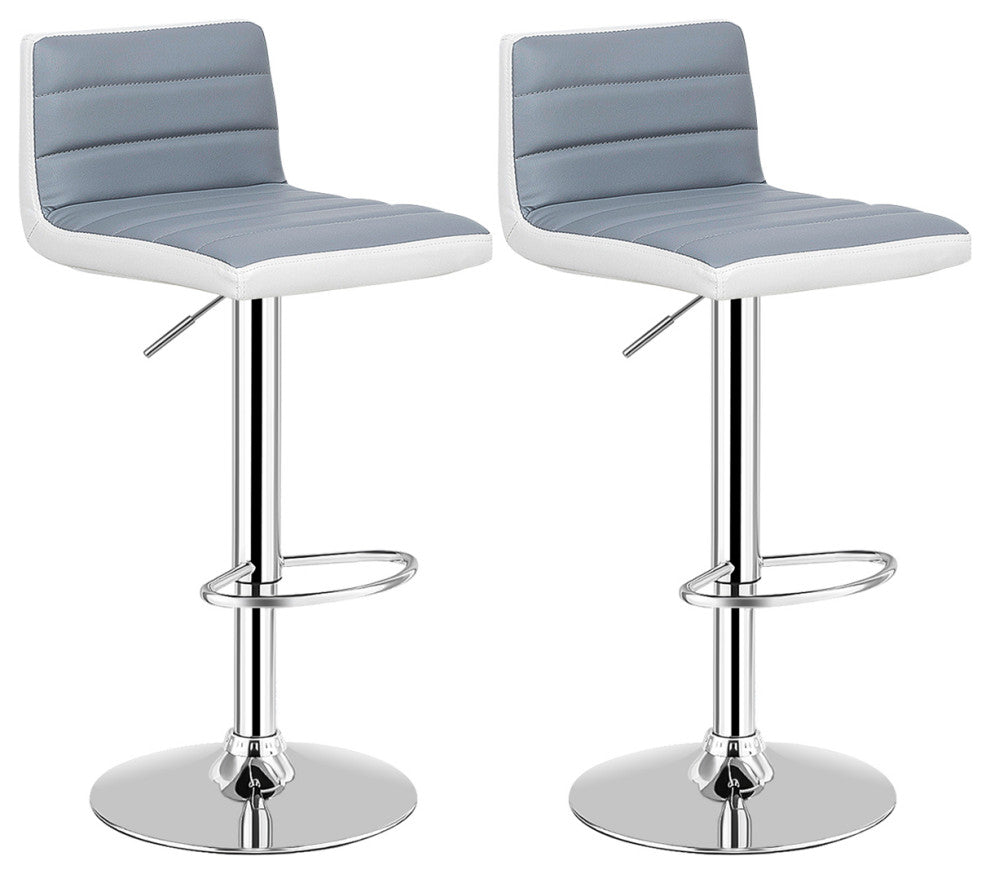 Costway Set of 2 Bar Stools Adjustable PU Leather Swivel Pub Chairs Armless