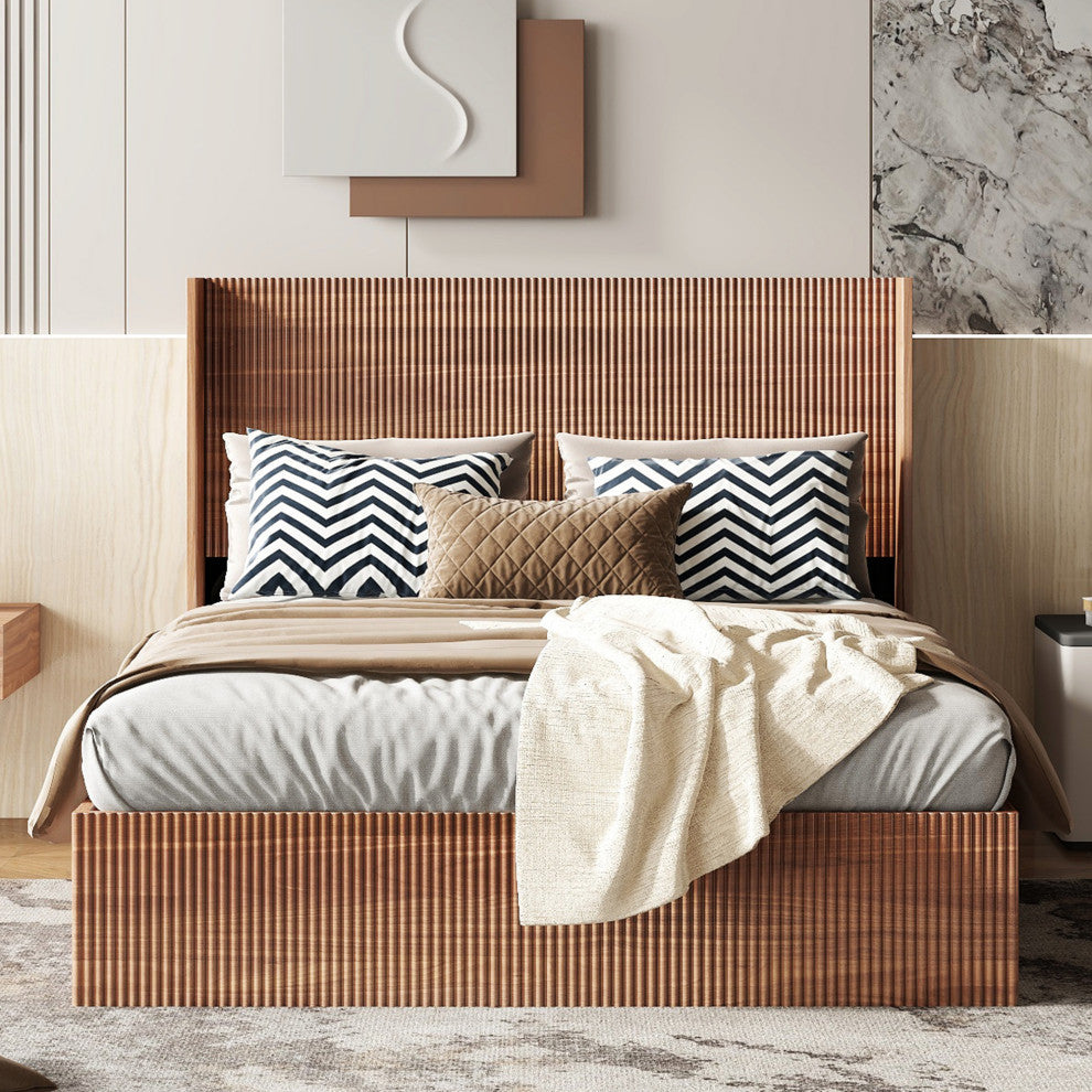 Gewnee Large grooved undulating lift storage bed frame