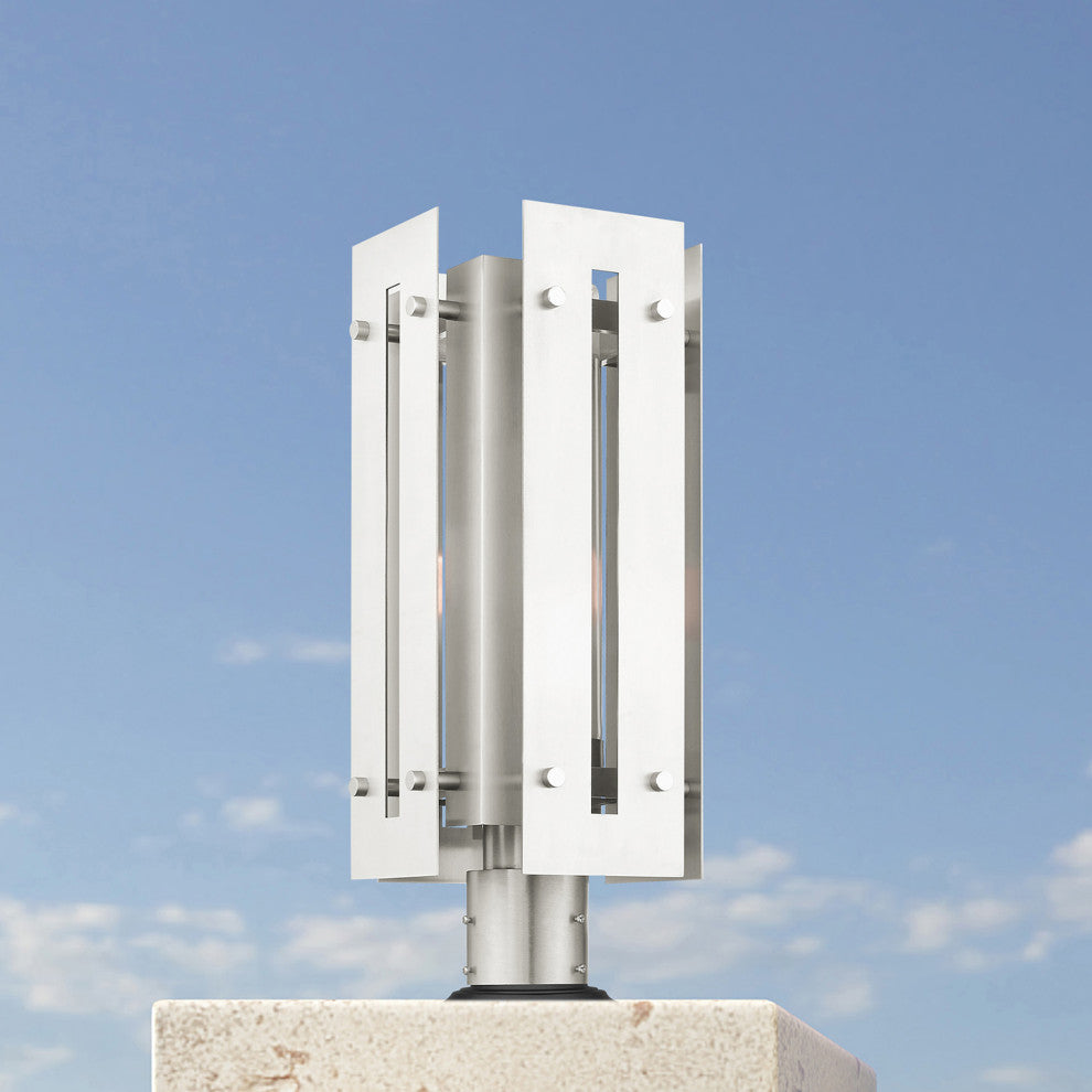 Livex Lighting Utrecht 1 Light Brushed Nickel Large Outdoor Post Top Lantern