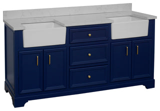 Zelda 72" Bathroom Vanity, Royal Blue, Engineered Carrara