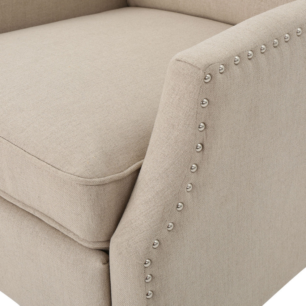 GDF Studio Corbin Fabric Recliner, Set of 2, Wheat and Dark Brown