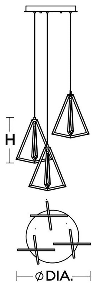 Gianna Three Pendant, 3000K 120V, Black