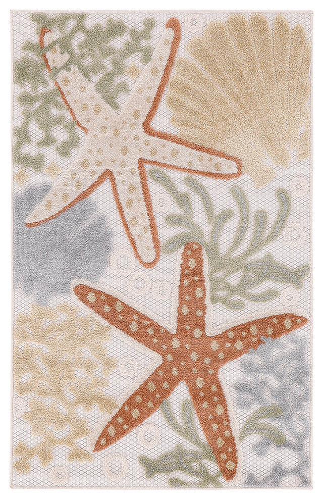 Nourison Aloha 2'8" x 4' Ivory Multicolor Outdoor Rug