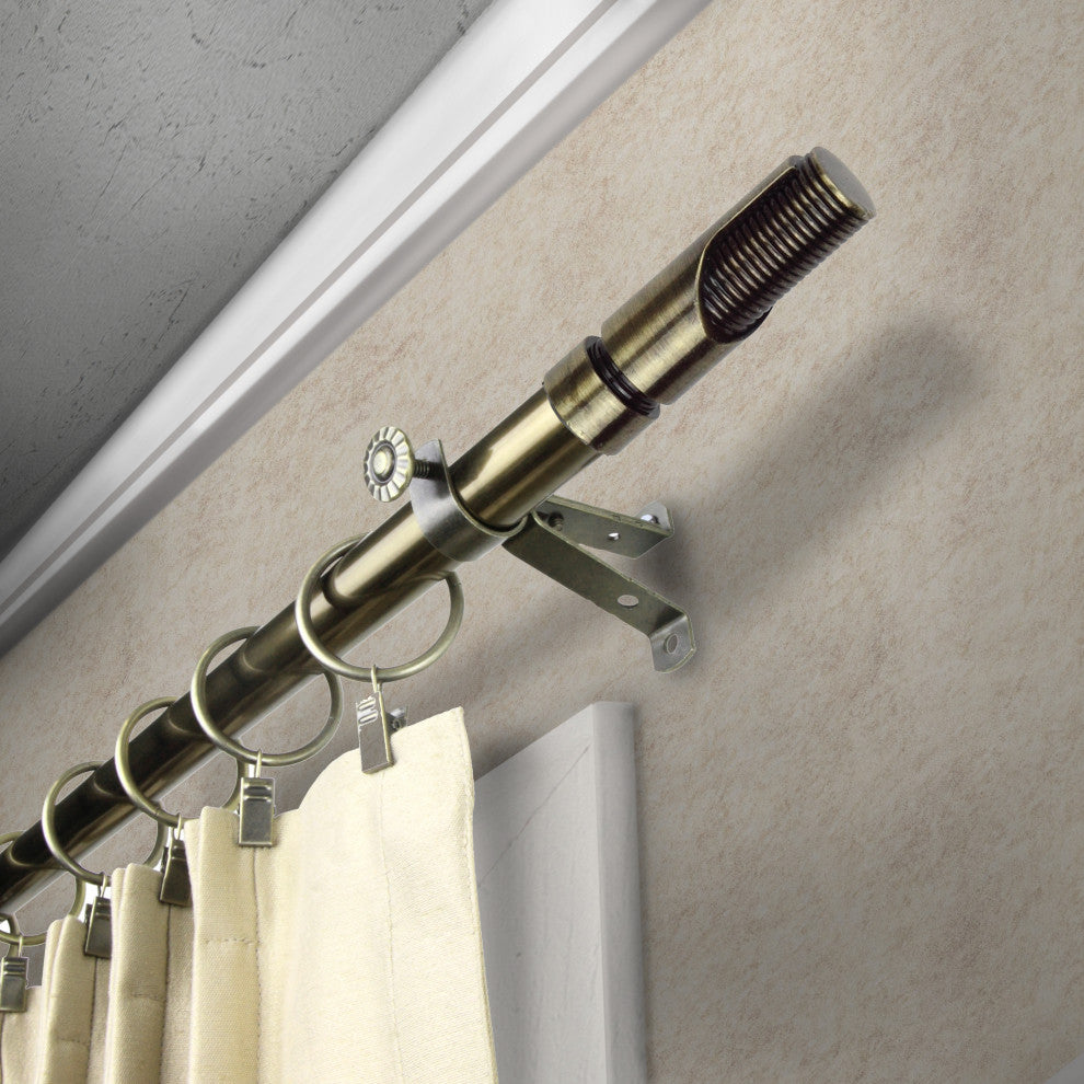 Chris 13/16" Diameter Curtain Rod, Antique Brass, 18-28"