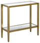 Hera 24'' Wide Rectangular Side Table With Glass Shelf In Antique Brass