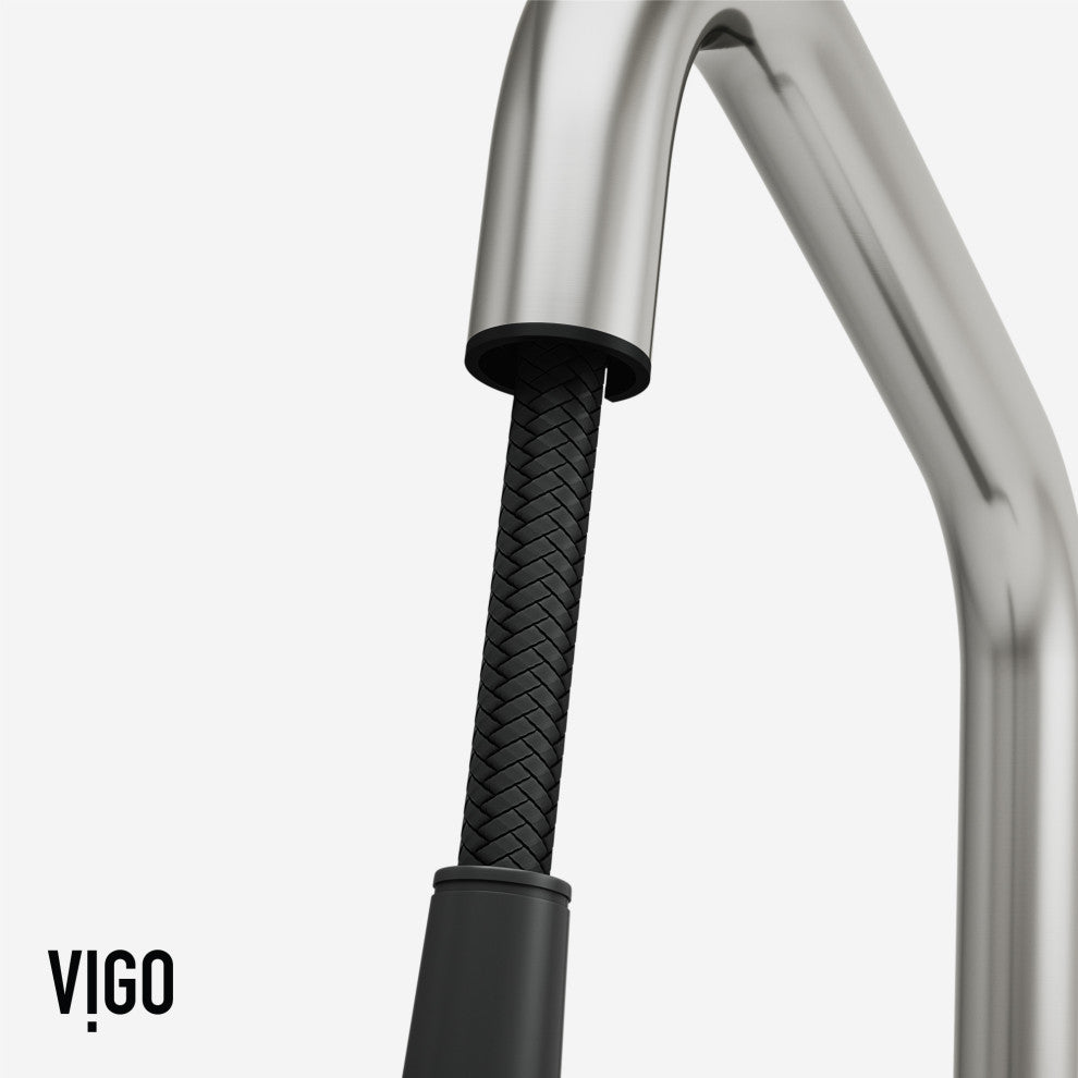 VIGO Utopia 14" H Single Handle Pull-Down Sprayer Kitchen Bar Faucet, Stainless Steel