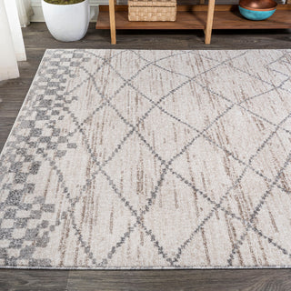 Asilah Moroccan Modern Diamond Runner Rug, Light Gray, 4 X 6
