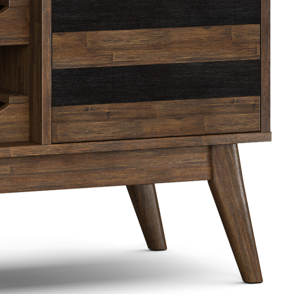 Clarkson Solid Acacia Wood Wine Cabinet, Rustic Natural Aged Brown