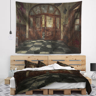 Abandoned Interior Landscape Painting Wall Tapestry, 39"x32"