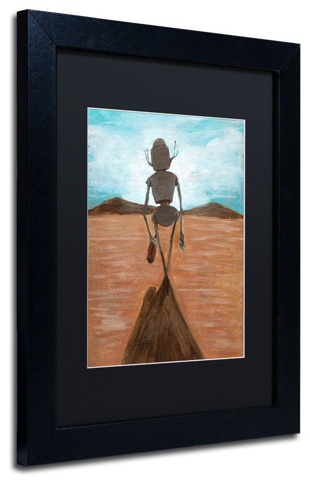 ''A Long Walk'' Matted Framed Art, Black Frame, Black Matte, 14x11