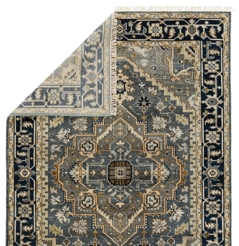 Jaipur Living Andrews Hand-Knotted Medallion Gray/Brown Rug, 3'x10'
